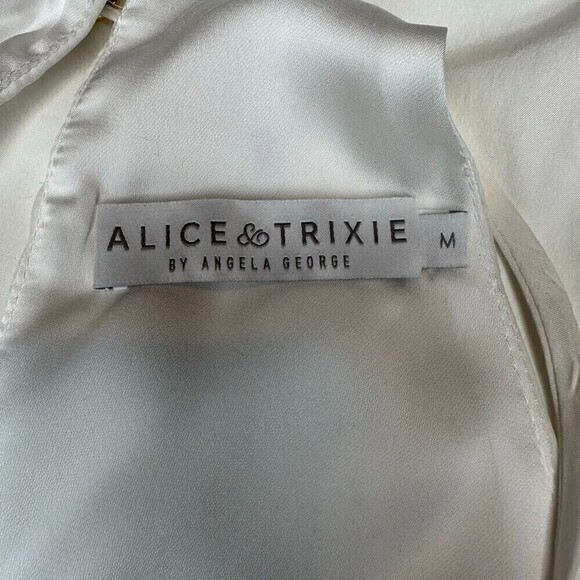 Alice & Trixie By Angela George Ruffle Sleeveless Halter Neck White Mini Dress M - Picture 5 of 6